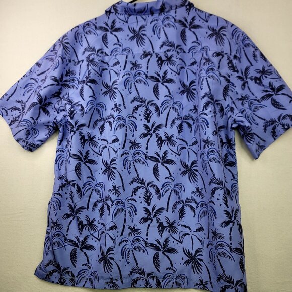 Spicy Tuna Coastal Outfitter Mens Hawaiian Button-Up Shirt Blue Black Palm Large - Picture 4 of 7
